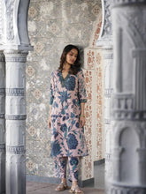 Beige & Green Floral Printed Kurta with Trousers-AHKUPZ-COMBO-598